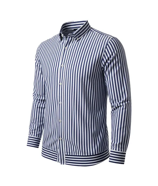 Men's Slim Fit Navy Vertical Stripe Button-Down Shirt