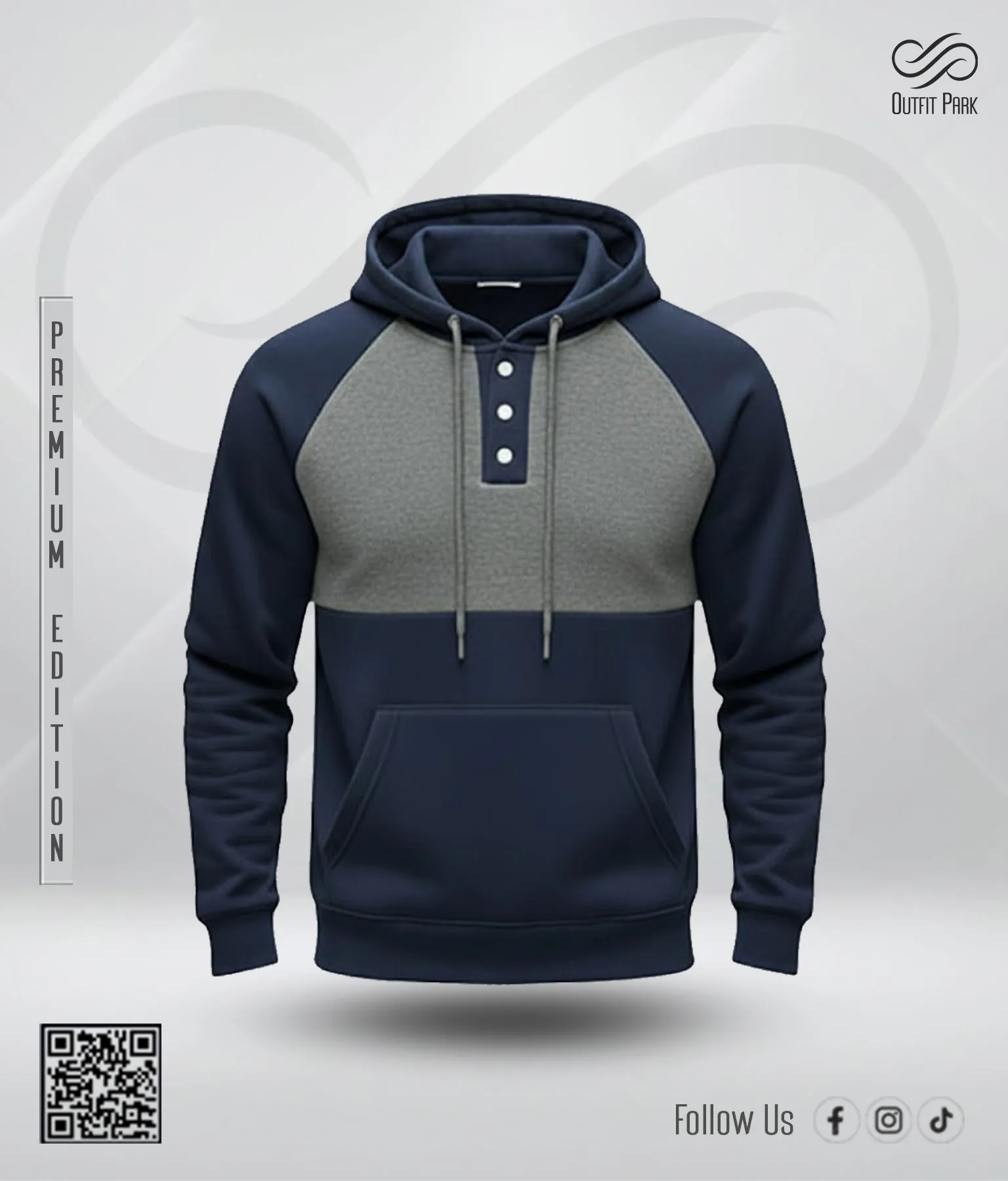 Classic Comfort Hoodie – Men's Edition (Navy Blue & Ash)