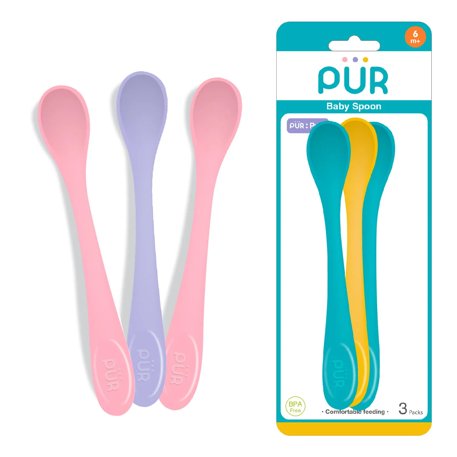 PUR Long Handle Baby Feeding Spoon Set (3pcs) – BPA Free (5914)