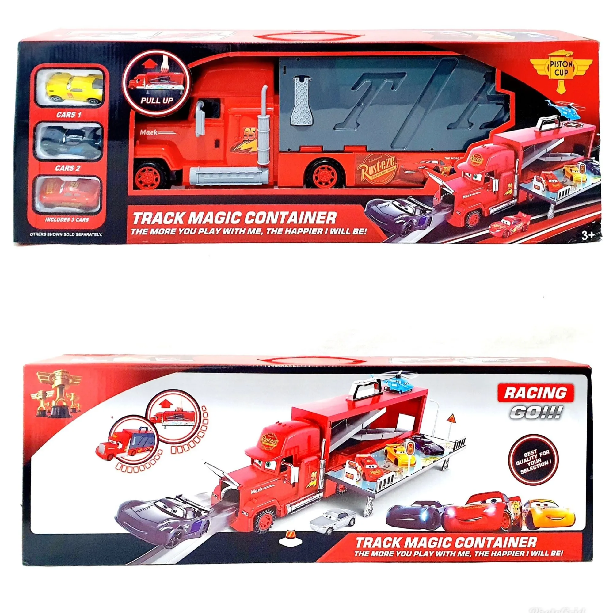 Large Mack Truck Parking Playset with Metal Cars – Kids Toy