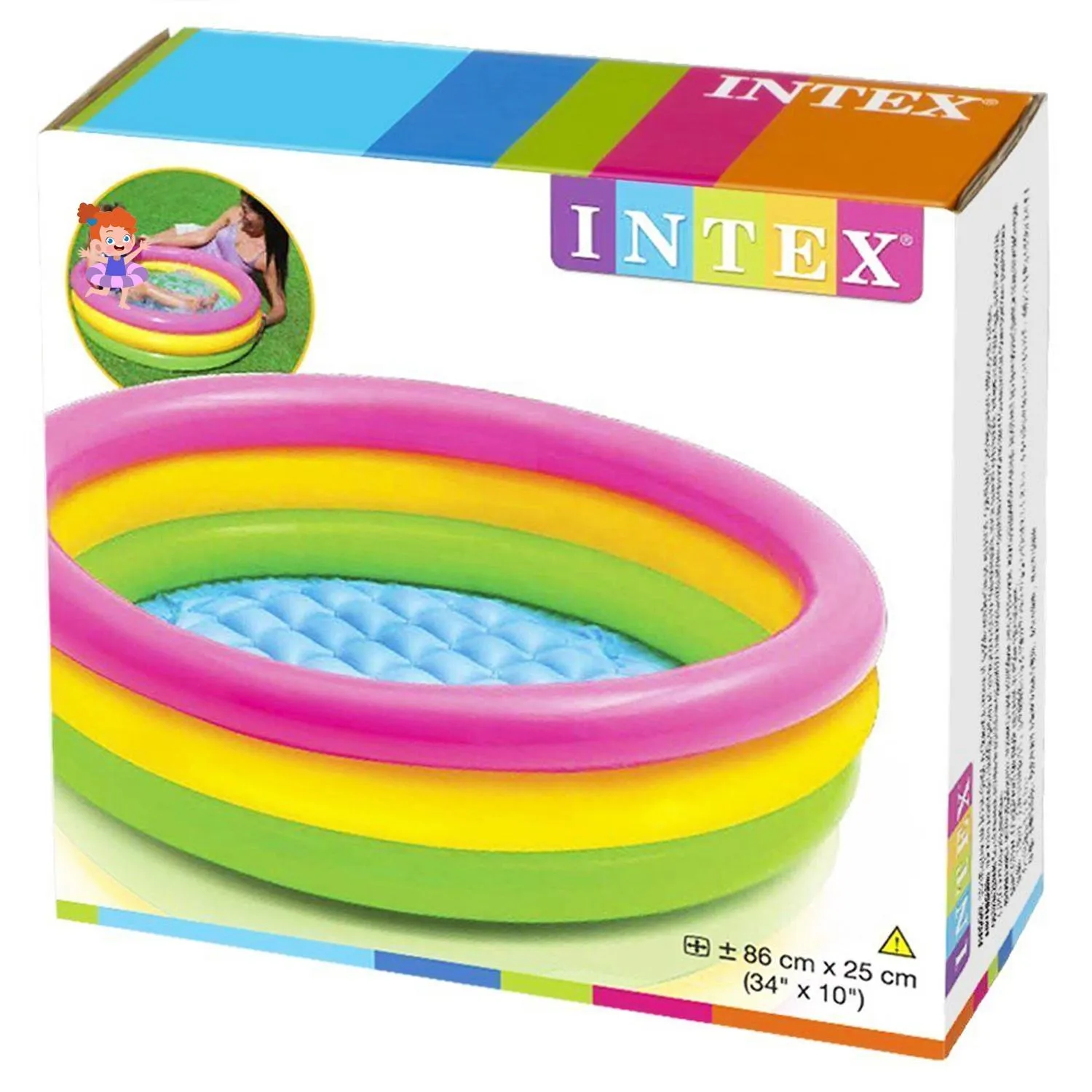 Intex Inflatable Baby Swimming Pool – Colorful 25x85cm 2 Pack