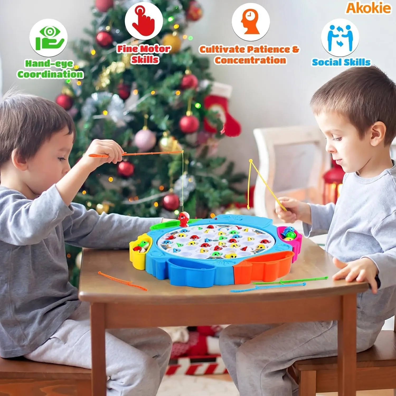 Fishing Board Game for Kids – 42 Fish, 8 Rods & Music