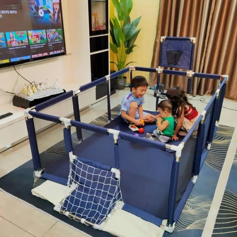 Large Foldable Baby Playpen with Basketball Hoop & 30 Balls
