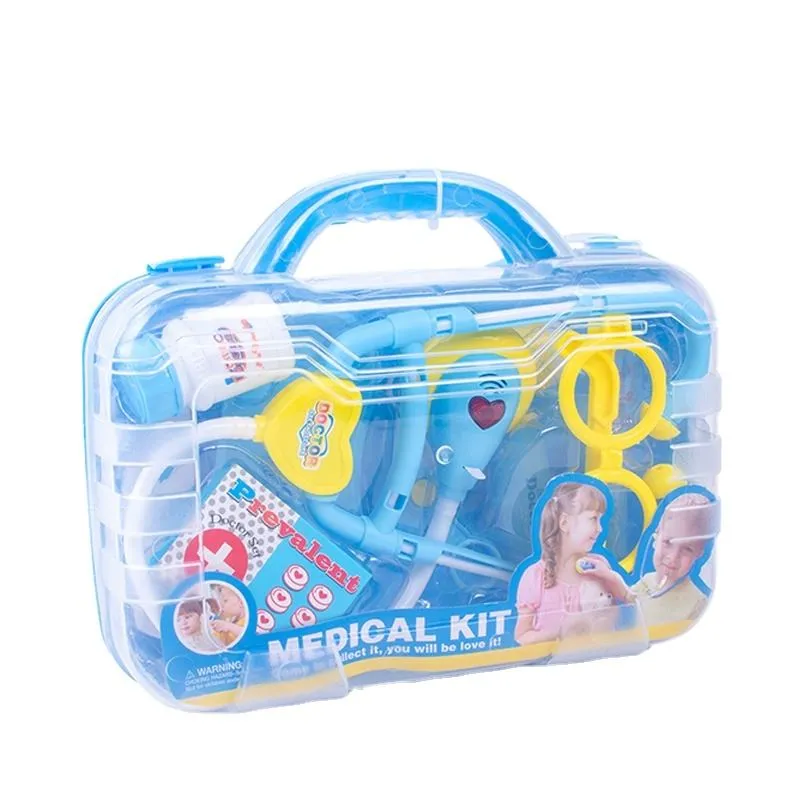 Kids Pretend Play Doctor Set with Sound & Light – Blue Toolbox