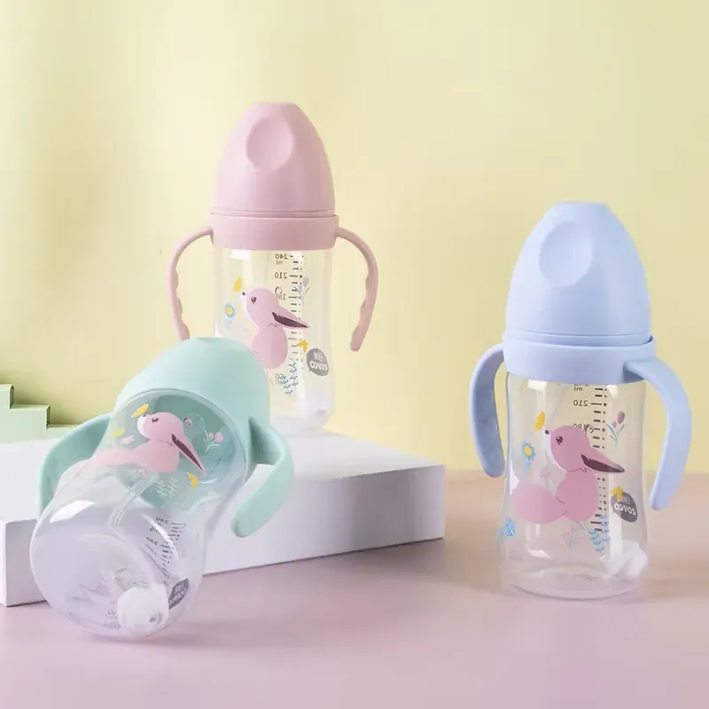 RIKANG RK-3129 240ml Wide Neck Baby Feeding Bottle – BPA Free with Handle