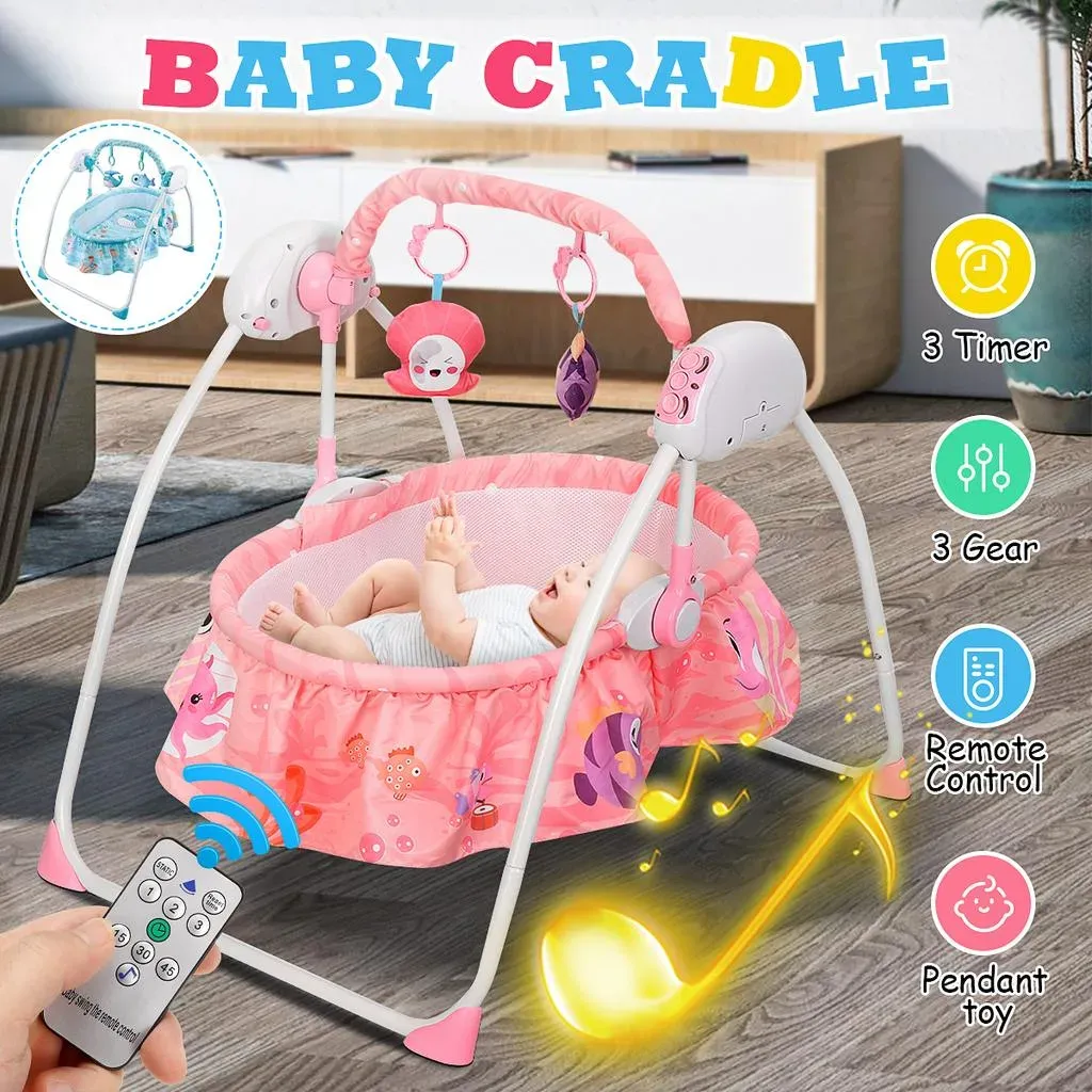 Baby Rocker Cradle with Remote – Automatic Electric Swing Bed