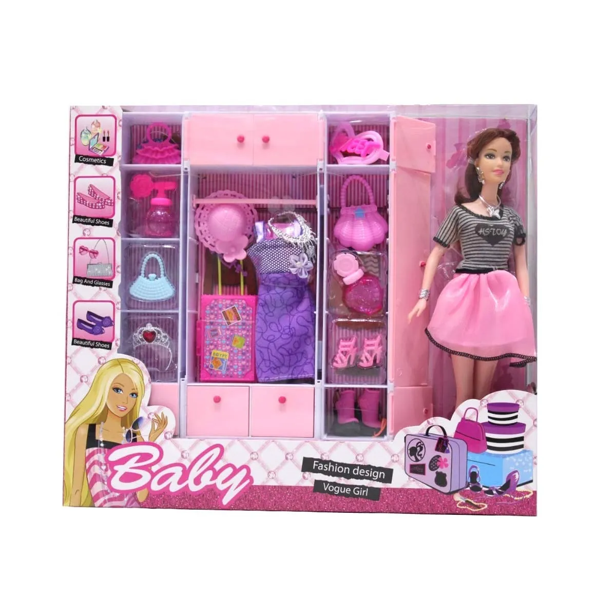 TEMSON 12" Baby Doll Pretend Play Fashion Set with Accessories