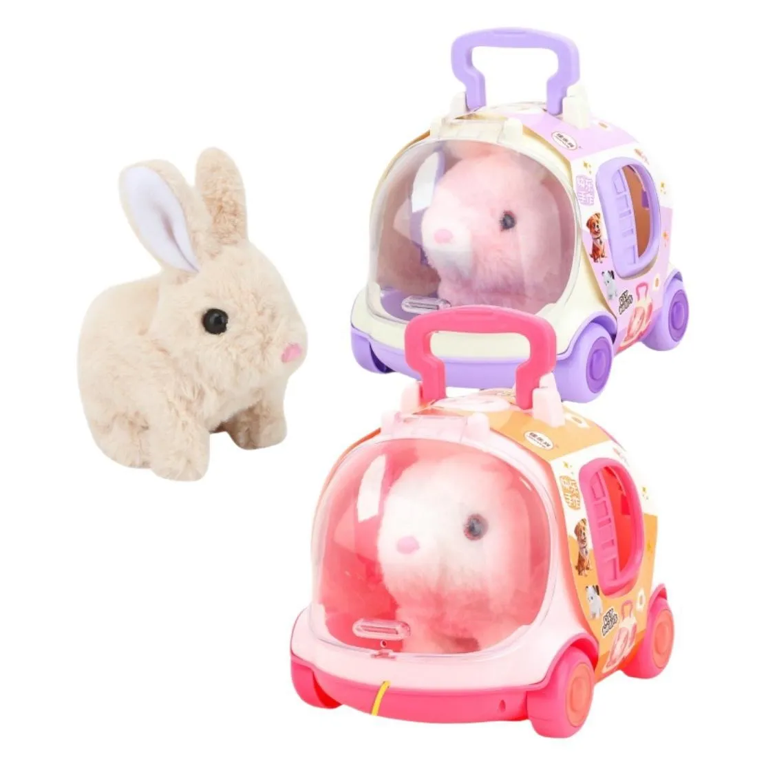 Portable Plush Rabbit Capsule Toy Set with LED Light