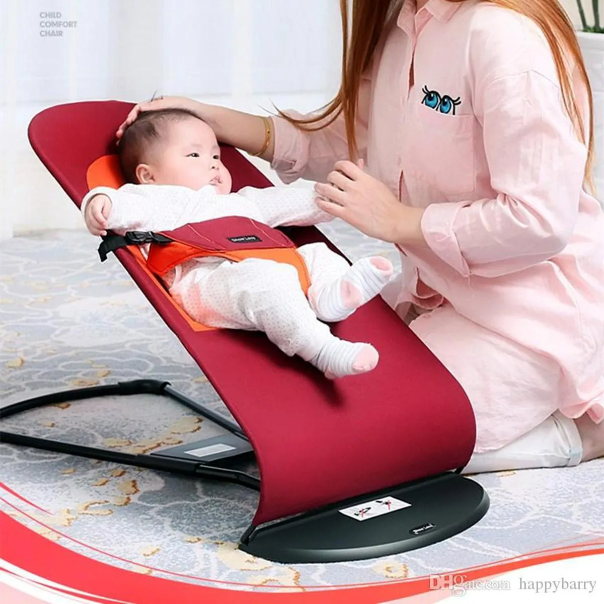 Folding Baby Bouncer Chair with Automatic Rocking & Comfort