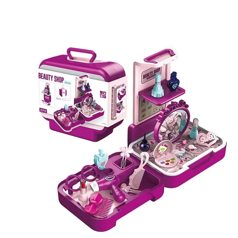 Kids Makeup Play Set – Pretend Beauty Shop Briefcase Toy 32 Pcs