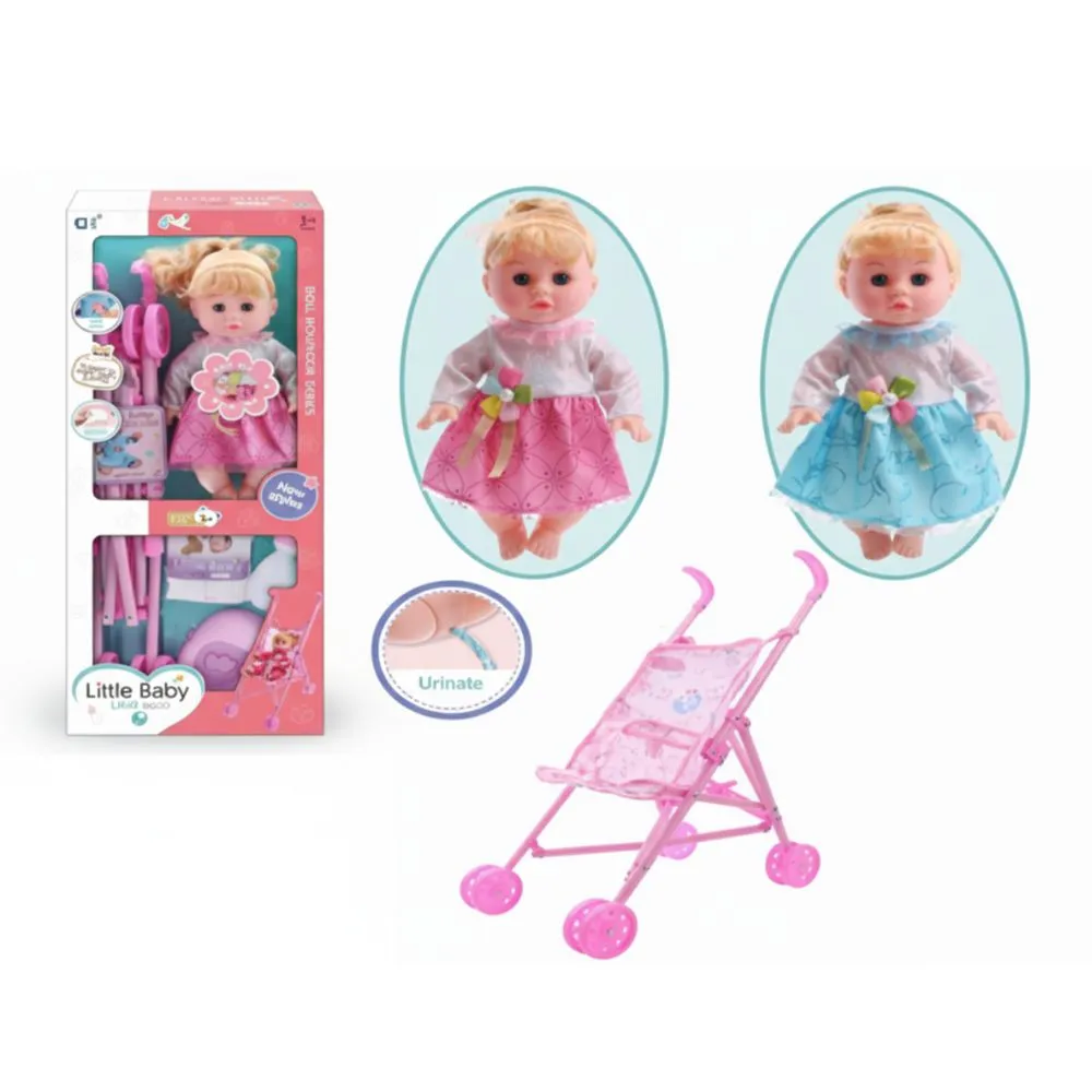 Baby Stroller with 14 Inch IC Doll – Drinking & Urinating Girl Toy