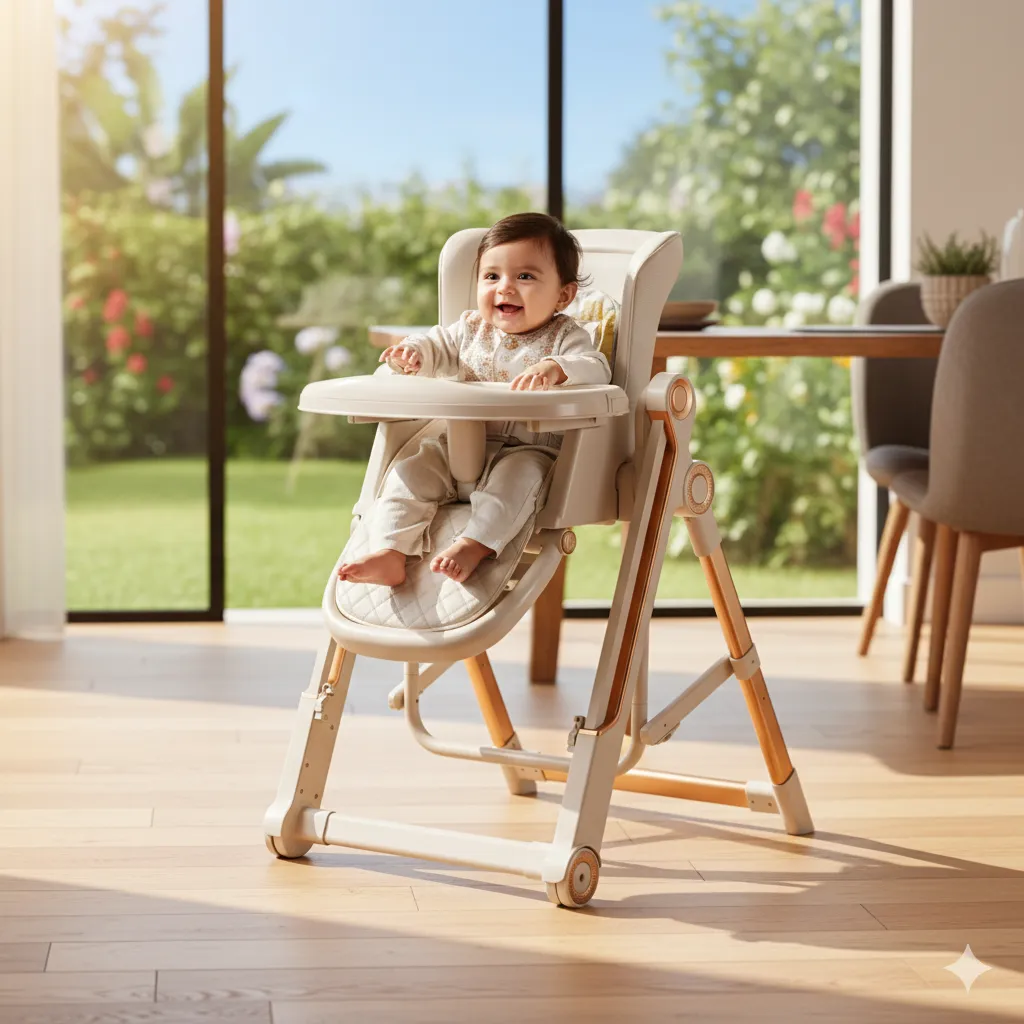 Luxury Baby Feeding High Chair – Rocking Swing with Wheels