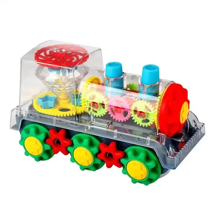 Samtoy Transparent Gear Bus Electric Toy with Lights & Music