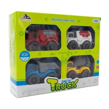 Kids Friction Car Set – 4PCS Push & Go Construction Trucks