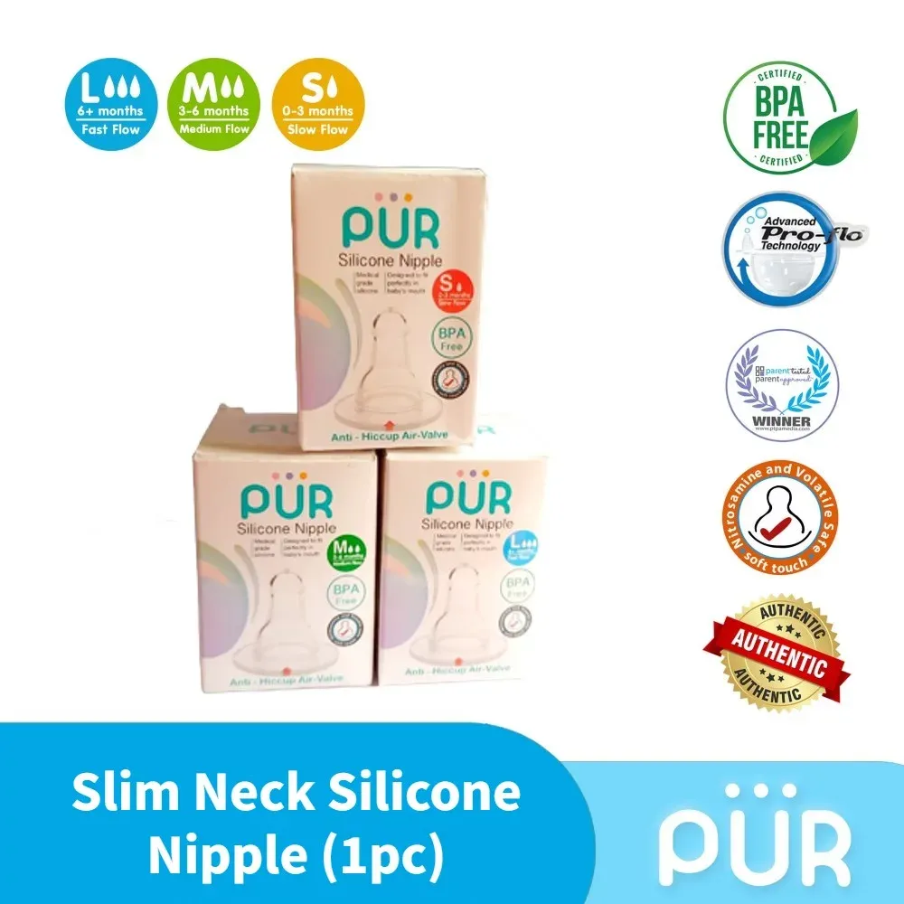 Pur Silicone Nipple M Size – Anti-Colic & Soft Feeding Nipple (13206)