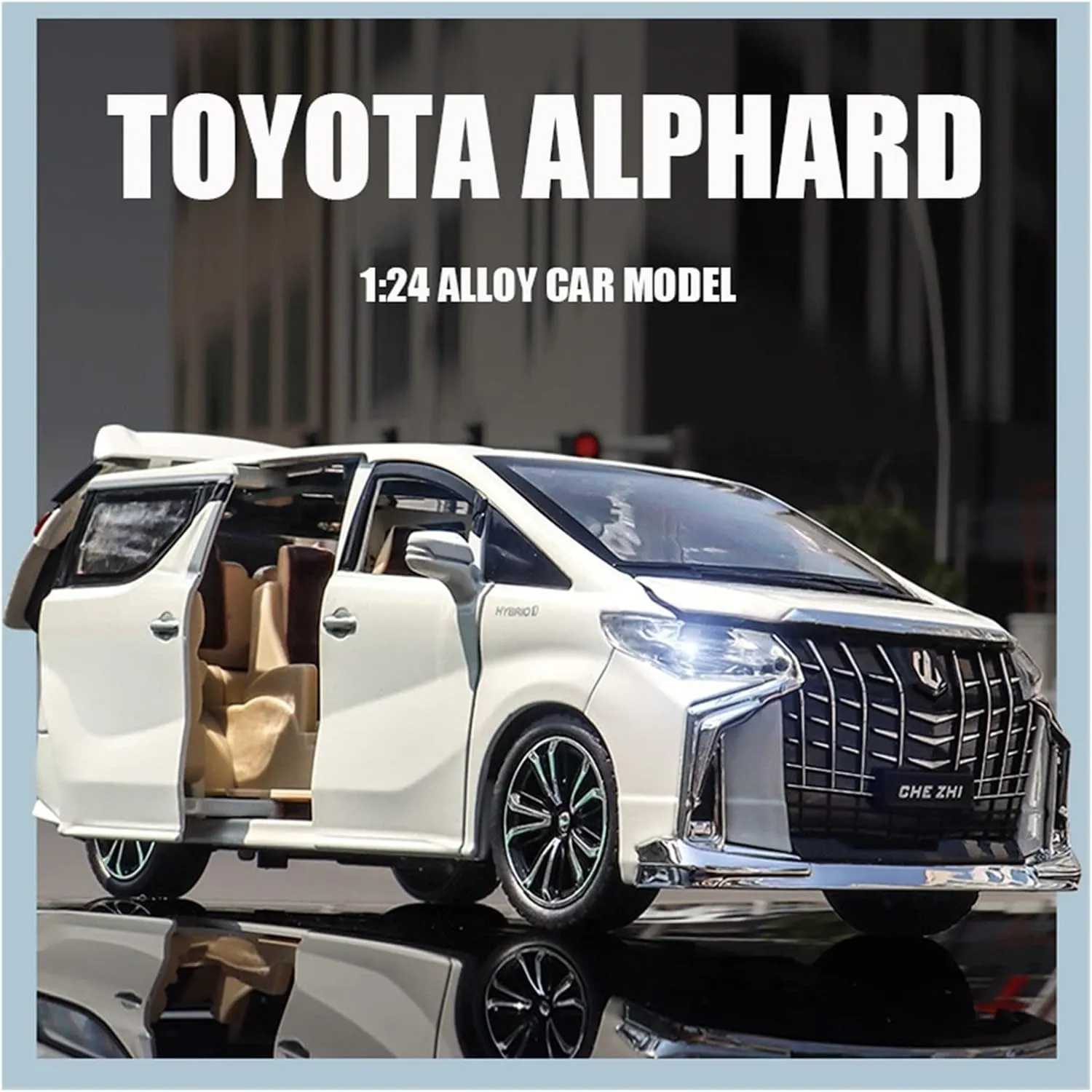 1:24 Toyota Alphard MPV Diecast Car Model with Light & Sound