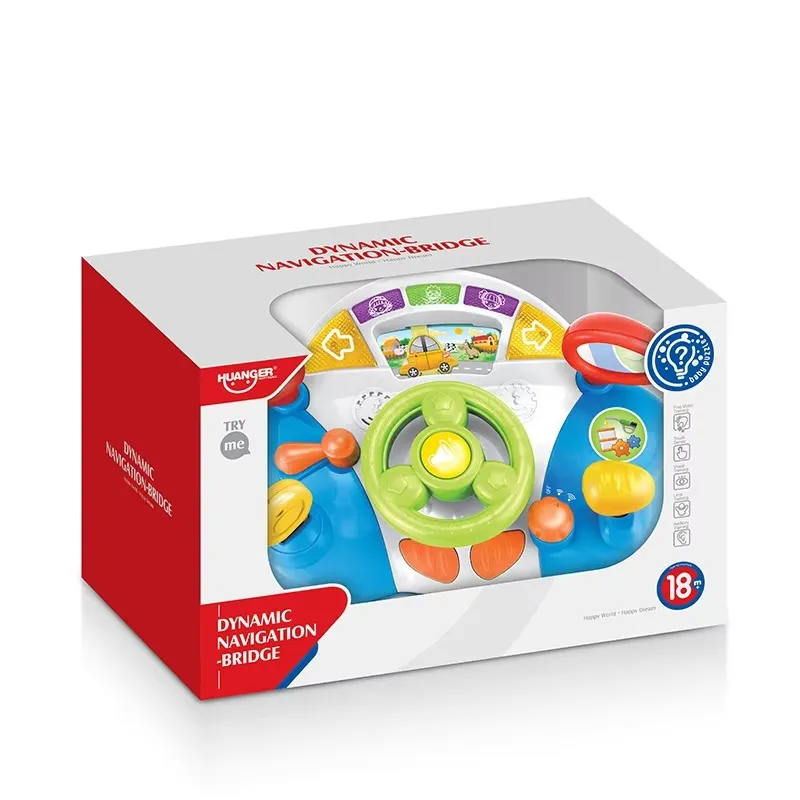 Huanger Newest Popular Cute Baby Steering Wheel Toy – Musical Toy with Lights
