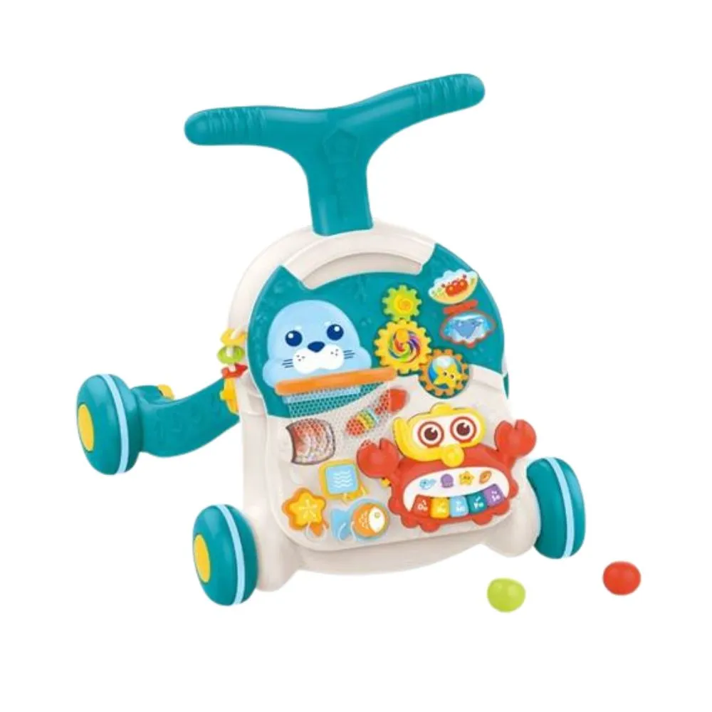 Huanger 2-in-1 Musical Baby Walker – Activity Table with Music & Lights