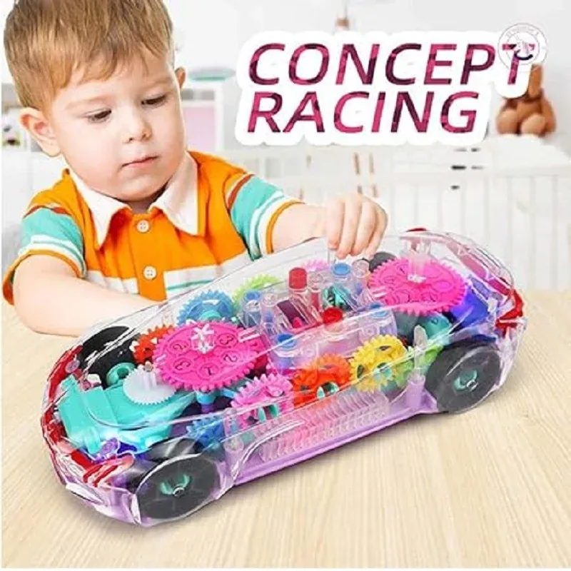 Transparent Colorful LED Music Car – Flashing Racing Toy for Kids