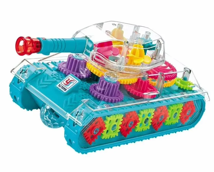 LED Gear Car Electric Military Tank Toy with Music & Remote