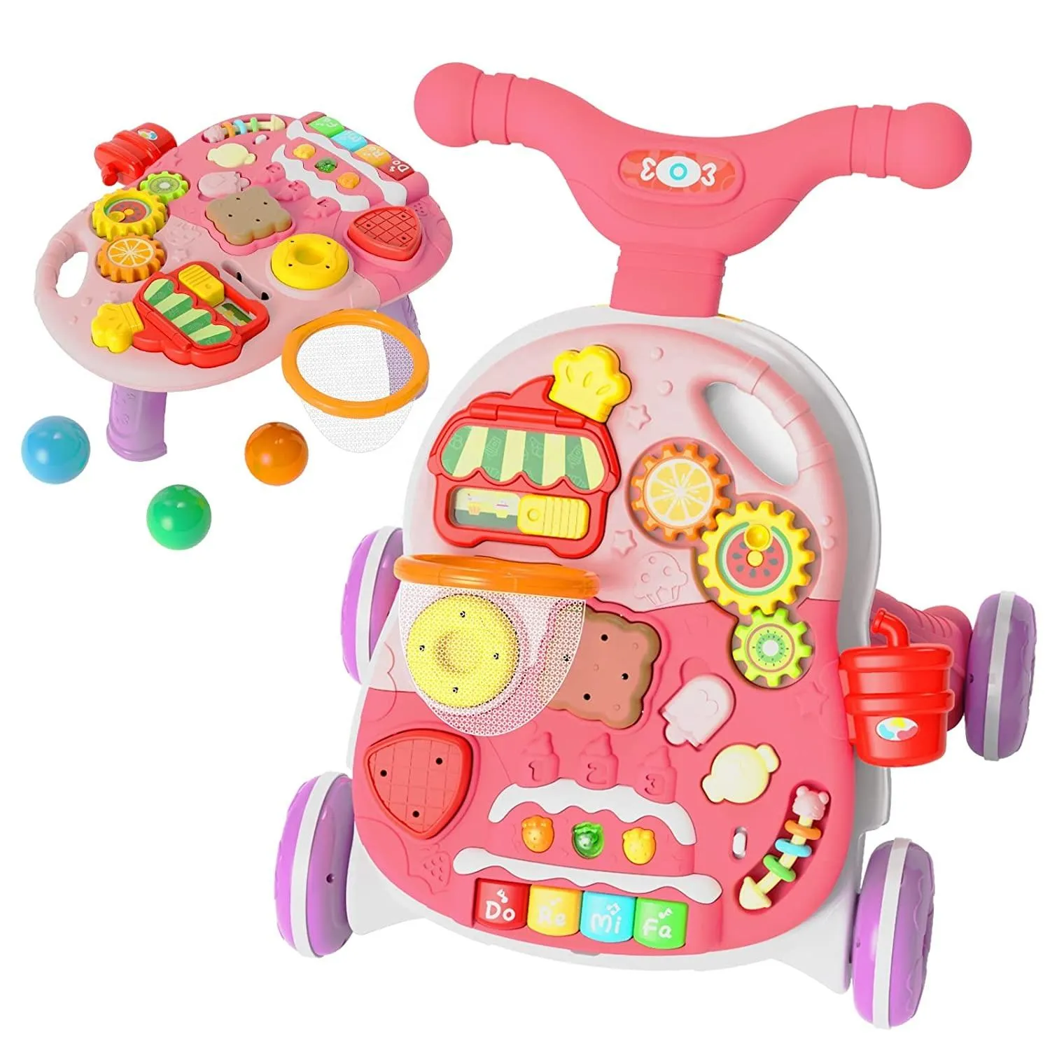 2-in-1 Baby Walker & Activity Table – Push Walker Learning Toy HE0815