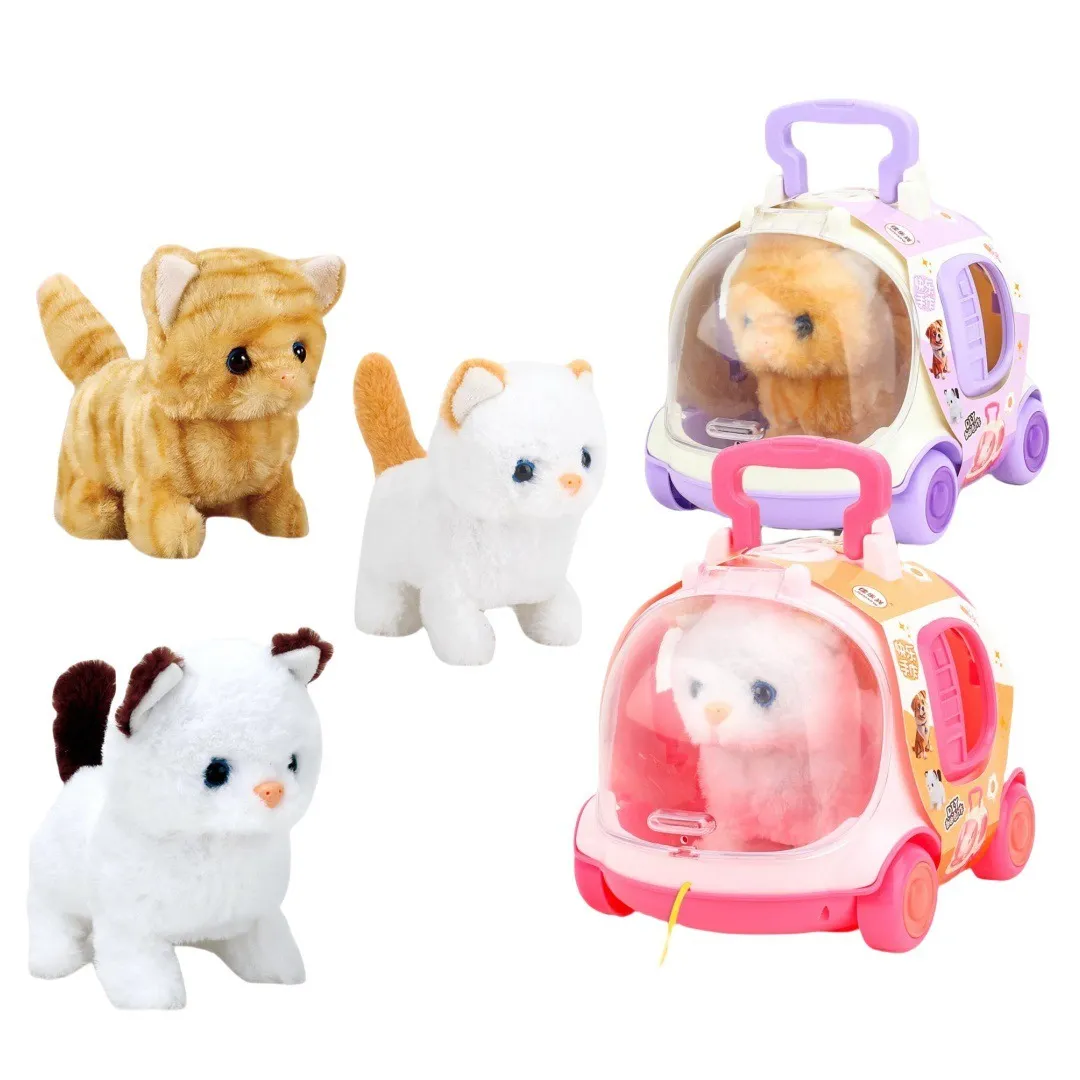 Portable Plush Cat Capsule Toy Set with Bottle & Fish