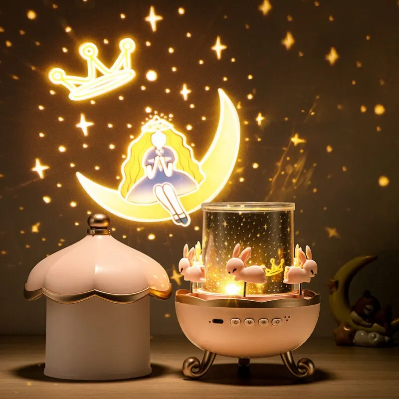 Rotating Star & Unicorn Dream Projector Lamp – 12 Projections, Night Light for Kids Room