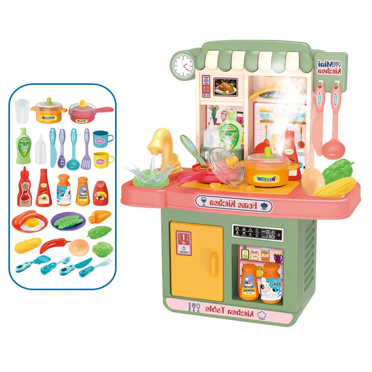 Kids 33PCS Modern Kitchen Pretend Play Set with Mist Spray