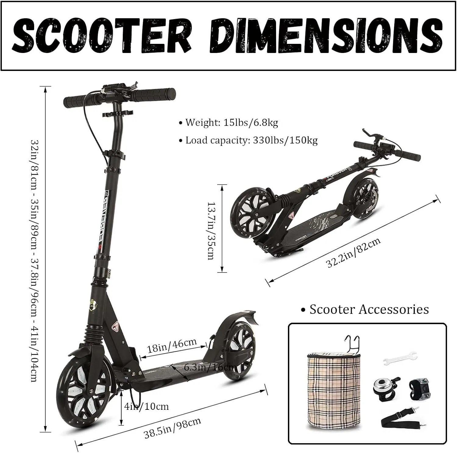 GHBXJX City Scooter for Adults – Foldable 200mm Big Wheel Scooter