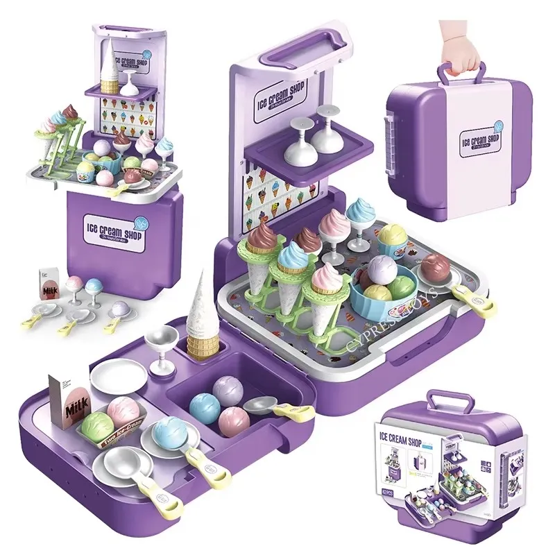 Pretend Play 3-in-1 Ice Cream Store Toy Set – 62 PCS for Kids