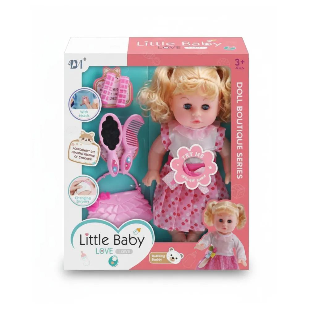 14 Inch IC Girl Doll with Comb, Mirror & Handbag – Pretend Play Toy