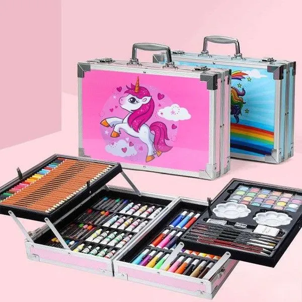 145PCS Artist Drawing & Watercolor Crayon Pencil Set with Aluminum Case