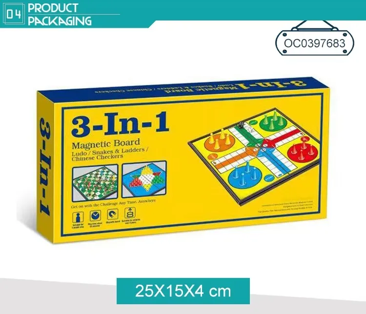 3-in-1 Magnetic Board Game Set – Ludo, Snakes & Ladders, Checkers