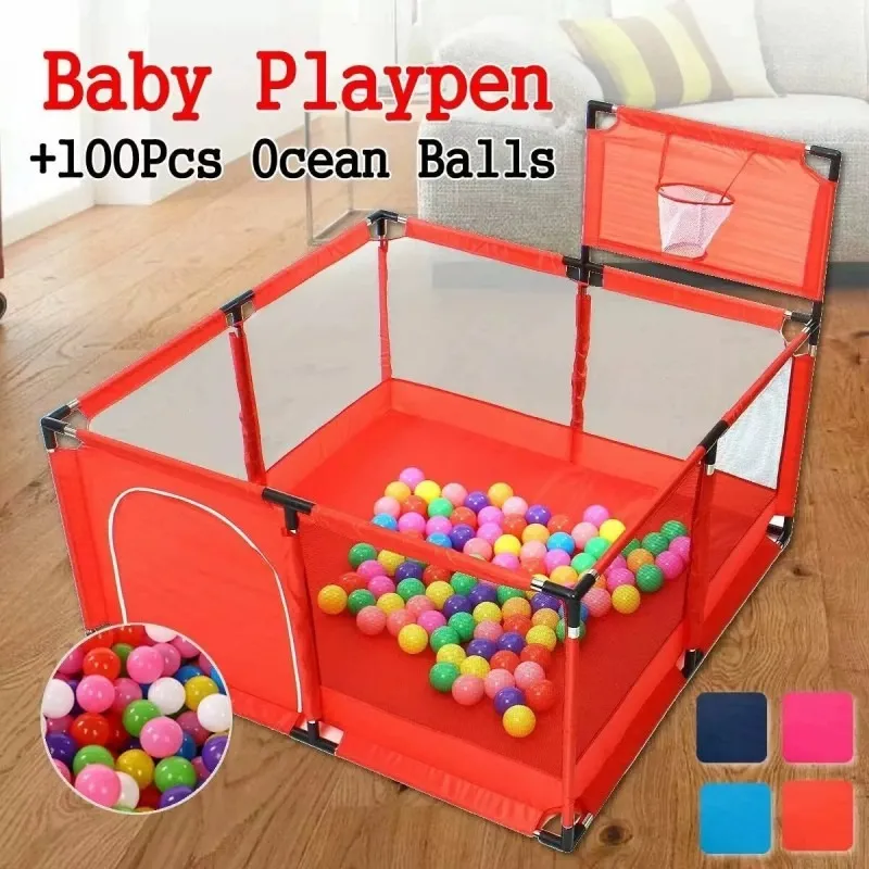 4x4 Feet Twin Playpen with Basketball Hoop & 30 Balls