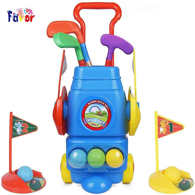 Kid Golf Set with Cart, 3 Balls & 2 Practice Holes | FAVOR TOYS