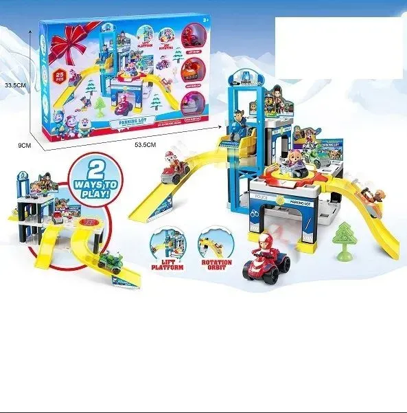 25 Pcs Paw Patrol Parking Lot Garage Station Toy Set with 3 Cars