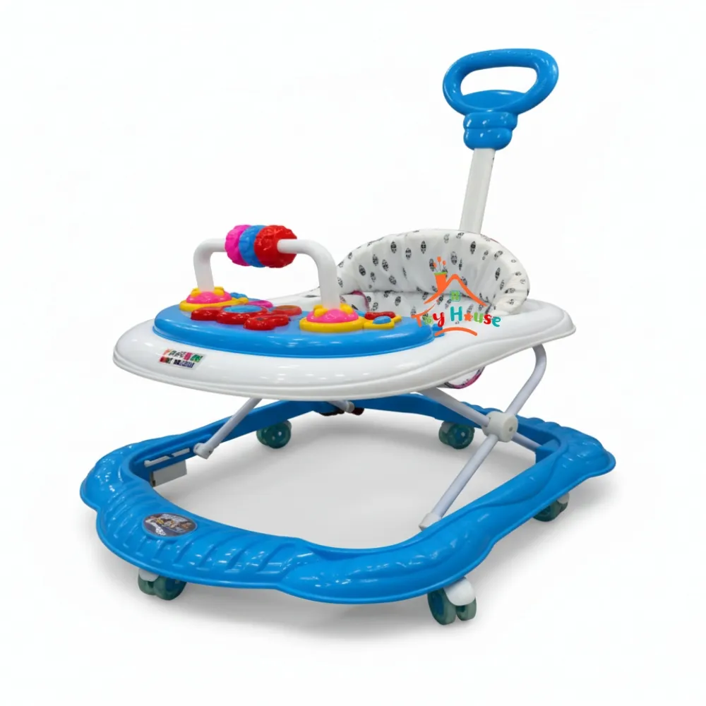 Cyan Blue & White Baby Walker – Unique Design for Safe Learning