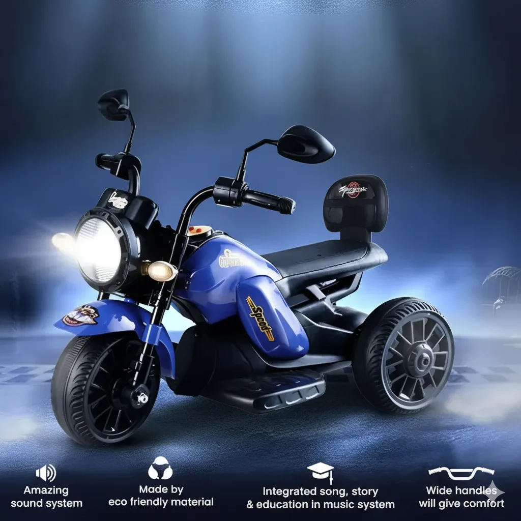 ACI Captain Gypsy Kids Electric Ride-On Bike (2–4 Years) with Remote & Music ( Blue )