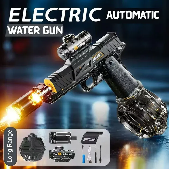 LED Electric Water Blaster Gun for Kids – Automatic Long Range Squirt Gun
