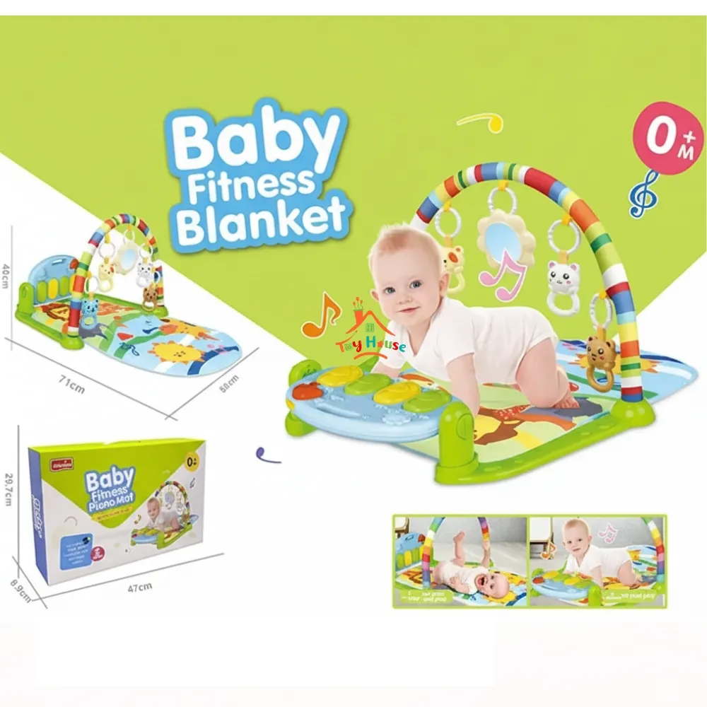 Baby Play Mat Gym with Piano & 5 Sensory Toys – Tummy Time Fun