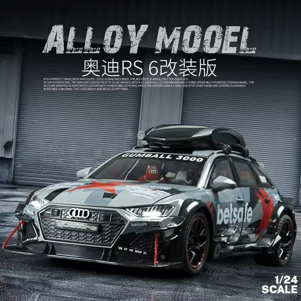1:24 RS6 Alloy Die-Cast Model Car with Light, Sound & Openable Doors