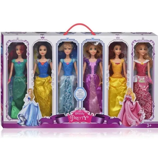 The Pretty Princess Doll Collection – Set of 6 Multicolor 11.5 inch Fashion Dolls for Kids