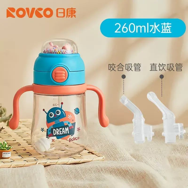 RK-B1046 Cartoon Transparent Kids Water Bottle – With Straw | Travel & Sports Friendly