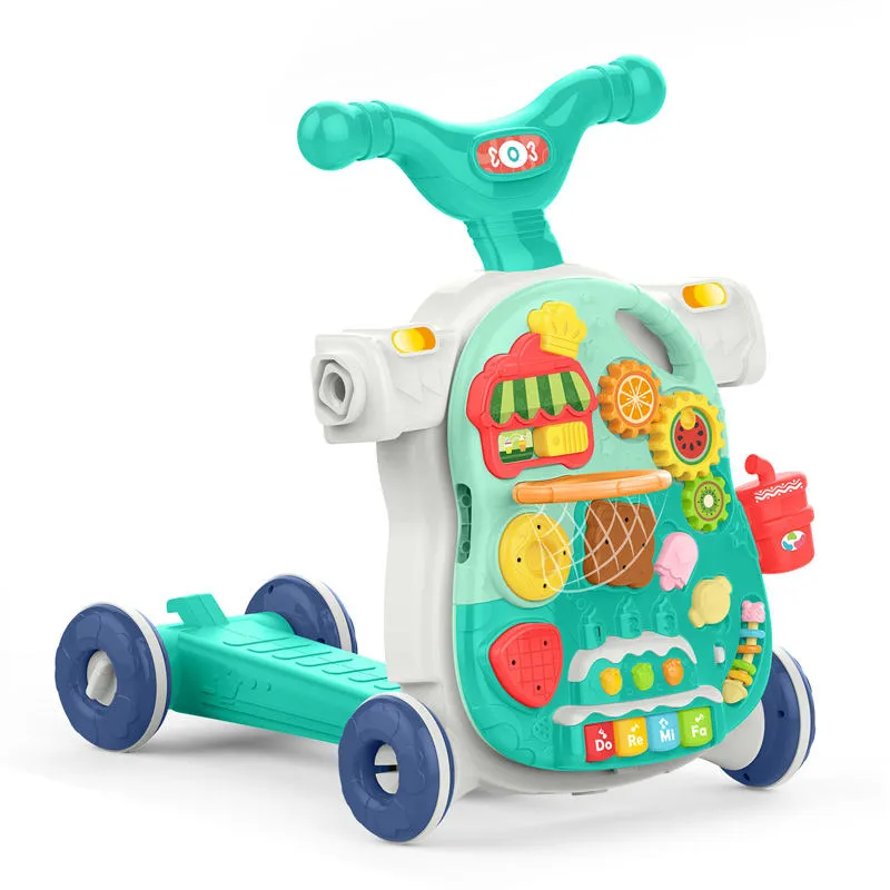 Huanger 5-in-1 Baby Musical Walker – Hand Push Activity Toy, Green