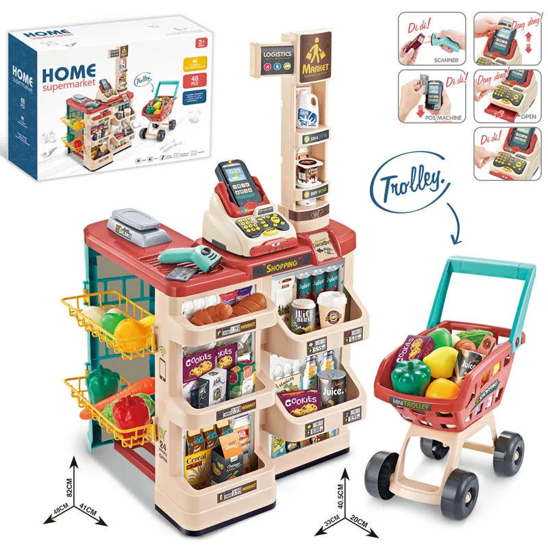 Kids Supermarket Shopping Set with Cash Register & Scanner
