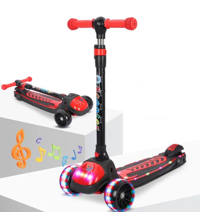 5-in-1 Kids LED Kick Scooter – Music, Seat & Adjustable Handle