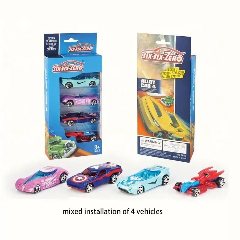 1:64 Mini Metal Racing Car Toy – Durable Diecast Vehicle Set (4 pcs)
