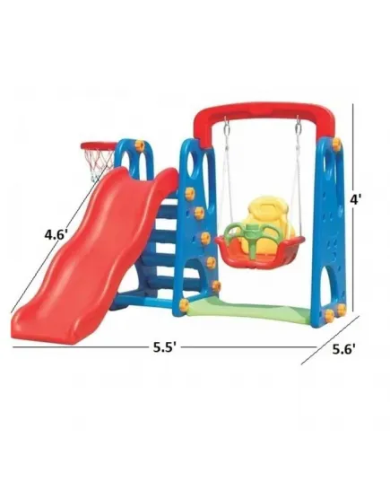 Playtime Happy Multipurpose Combo – Slide, Swing & Basketball