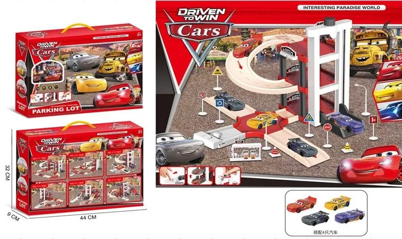 Ejection Lifting Track Parking Lot Playset with 4 Cars