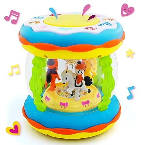 HXSNEW Musical Drum Toy with Light, Music & Microphone for Toddlers (1–3 Years)